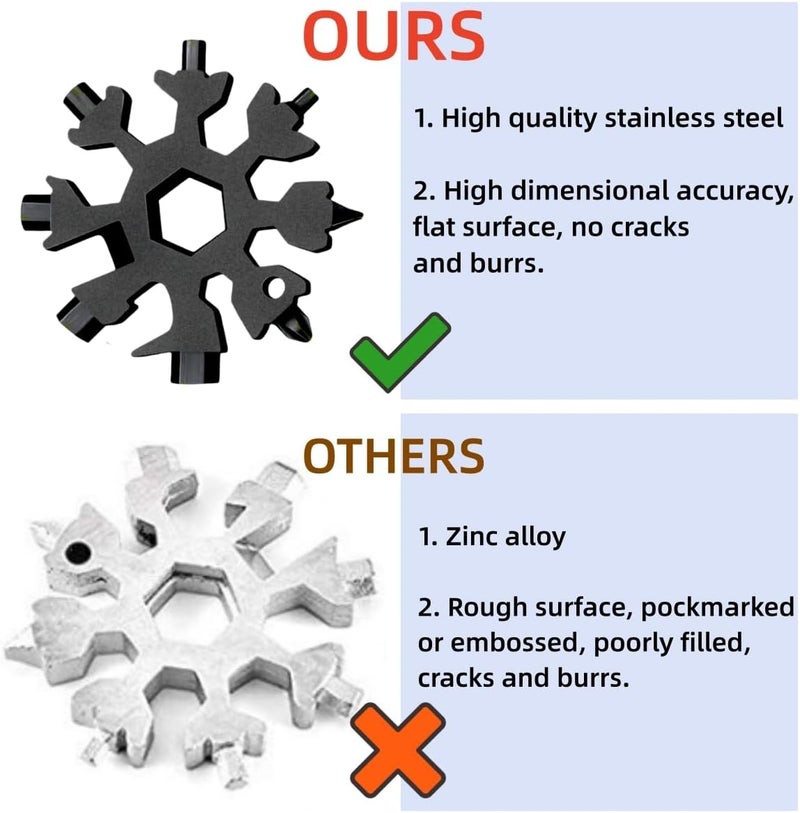 FODARSAI Stocking Stuffers for Men, 18-in-1 Snowflake Multi Tool, Cool Camping Tool Gadgets for Men, Unique Gifts for Dad, Husband, Boyfriend (Silver+Black) - Image 4